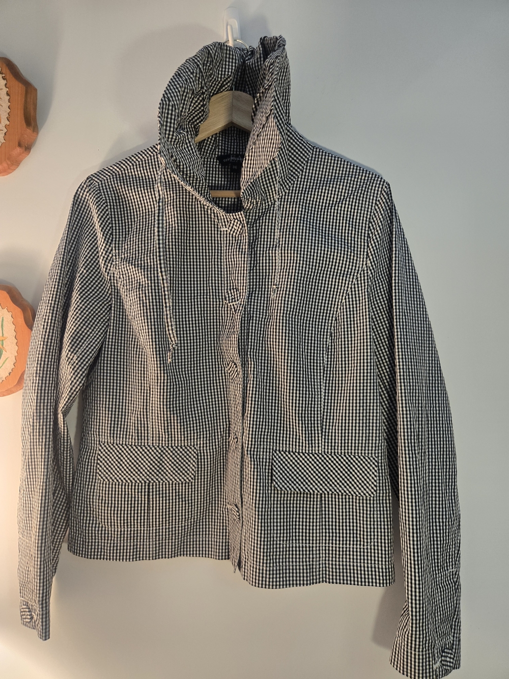 Women's Black & White Gingham Utility Jacket